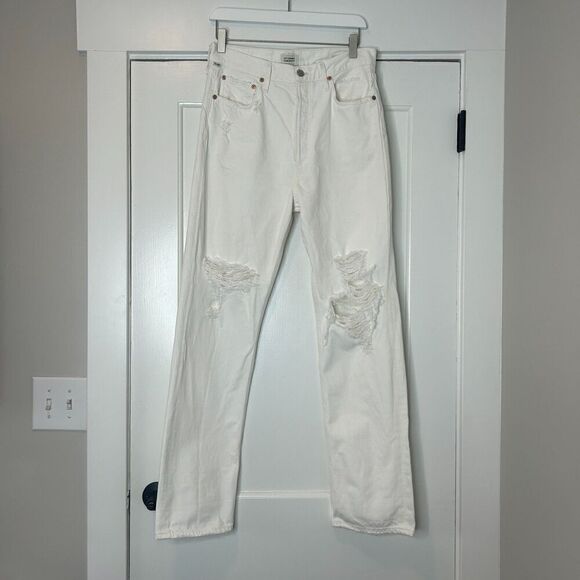 Citizens of Humanity Eva High Rise Baggy Jeans Distressed White Size 28 - Picture 3 of 10